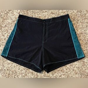 Blue and Black Sporty Swim Trunks with Classic Design